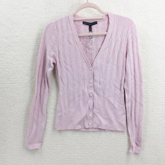 White House Black Market Pink Button down Crop Cardigan Top Size S NEW - Picture 1 of 9